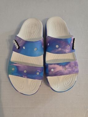 Crocs Classic Out of this World Sandals Tie Dye Blue Purple Slide Unisex M9 W11